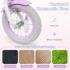 12 Inch Girls Bike with Basket, Ribbons and Mudguards, Mermaid Theme, Lilac