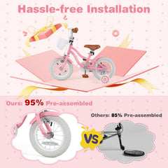 12 Inch Kids Bike with Training Wheels and Basket for Boys and Girls Ages 3 to 4