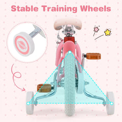 12 Inch Kids Bike with Training Wheels and Basket for Boys and Girls Ages 3 to 4