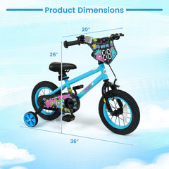 12 Inch Kids Bike with Training Wheels and Number Plate, Blue
