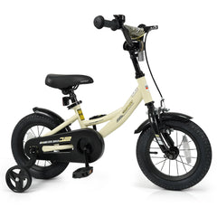 12 Inch Kids Sport Bike with Removable Training Wheels and Reflectors, Cream