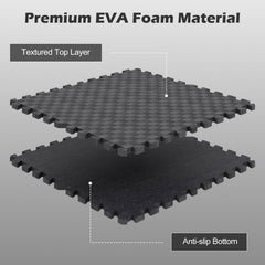 12 PCS Puzzle Exercise Mat EVA Foam Interlocking Floor Tiles-Black