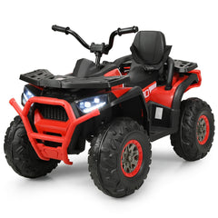 12V Kids Electric ATV Quad, 4 Wheeler with 2 Motors, Spring Suspension, LED Lights and MP3, 3 to 8 km/h, Red