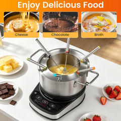 1200W Electric Fondue Pot Set with 3 L Removable Pot 6 Color-Coded Fork