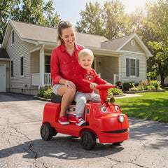 12V 2 Seater Kids Ride On Train, Licensed Chuggington with Flip Seat, Hidden Storage, Headlight and Charging Port, Red