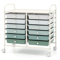 12 Drawers Rolling Storage Cart for Home and Office-Green Gradient