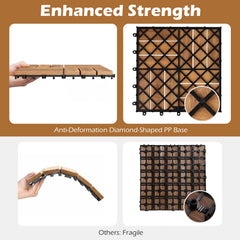 12 x 12 Inch 27 Pieces Acacia Wood Interlocking Deck Tiles with Waterproof Design-Natural