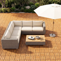 12 x 12 Inch 54 Pieces Acacia Wood Interlocking Deck Tiles with Waterproof Design-Natural