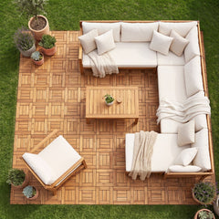 12 inches x 12 inches Indoor Outdoor Floor Tiles for Patio Balcony Backyard Porch Poolside-Natural