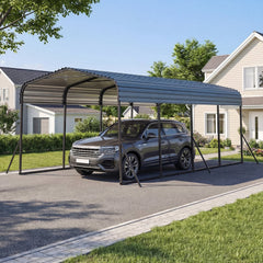 12 x 20 Feet Heavy-Duty Carport Outdoor Galvanized Steel Garage Car Shelter-Black