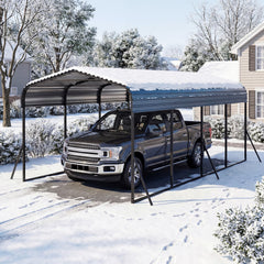 12 x 20 Feet Heavy-Duty Carport Outdoor Galvanized Steel Garage Car Shelter-Black