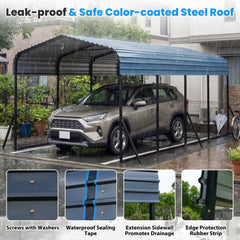 12 x 20 Feet Heavy-Duty Carport Outdoor Galvanized Steel Garage Car Shelter-Black
