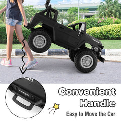 12V 2 Seat Licensed Toyota FJ40 Kids Ride On Car with 2.4G Parental Remote, 3 Point Belts, Door Locks and Spring Suspension, Black