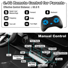 12V 2 Seat Licensed Toyota FJ40 Kids Ride On Car with 2.4G Parental Remote, 3 Point Belts, Door Locks and Spring Suspension, Black