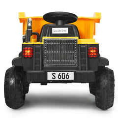 12V Kids Ride On Dump Truck with Electric Dump Bed, Detachable Shovel, Parental Remote and Seat Belt, 66 lb Limit, Yellow