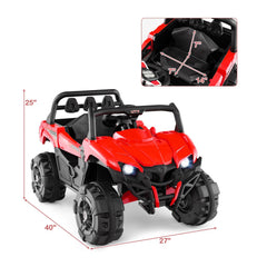 12V Kids Ride On UTV Truck with Soft Start, 15 Degree Climbing, Lockable Doors, Cargo Bed and Parent Remote, Red