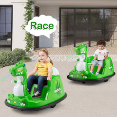 12V Kids Ride On Dinosaur Bumper Car with Water Spray, 360 Degree Spin, Soft Bumper and Parent Remote, Ages 2 to 5, Green