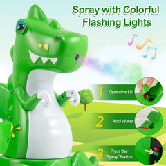 12V Kids Ride On Dinosaur Bumper Car with Water Spray, 360 Degree Spin, Soft Bumper and Parent Remote, Ages 2 to 5, Green