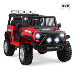 12V 2 Seater Kids Ride On Truck with 2 x 45W Motors, 4 Wheel Spring Suspension, Lockable Doors and Parent Remote, Red