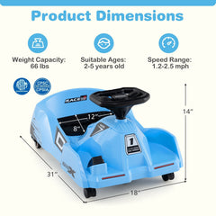 12V Kids Electric Go Kart with Detachable Toy Mop, 10 Cloths, Parent Remote and Emergency Brake, Ages 2 to 5, Blue