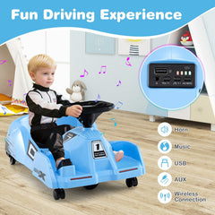 12V Kids Electric Go Kart with Detachable Toy Mop, 10 Cloths, Parent Remote and Emergency Brake, Ages 2 to 5, Blue