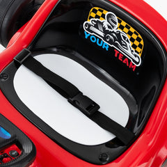 12V Kids Electric Go Kart with Bucket Seat and Belt, 3 Racing Flags, LED Tail Strip and Parent Remote, 33 Inch, Red