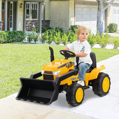 12V Kids Ride On Excavator with Adjustable Digging Bucket, Locking Arm Hook, Slow Start and Adult Only Remote, Yellow
