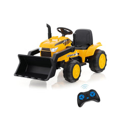12V Kids Ride On Excavator with Adjustable Digging Bucket, Locking Arm Hook, Slow Start and Adult Only Remote, Yellow