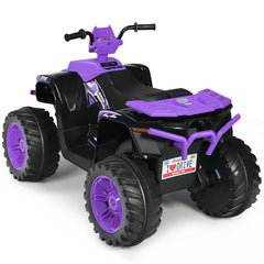 12V Kids Ride On ATV Quad with 77 lb Load Rating, Slow Start, High and Low Speed and LED Lights, Ages 3 to 7, Purple