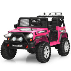 12V Kids Ride On Truck with Parent Remote That Overrides the Pedal, Front and Rear Suspension, 1 to 5 mph, Pink