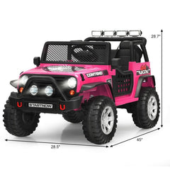 12V Kids Ride On Truck with Parent Remote That Overrides the Pedal, Front and Rear Suspension, 1 to 5 mph, Pink