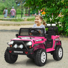 12V Kids Ride On Truck with Parent Remote That Overrides the Pedal, Front and Rear Suspension, 1 to 5 mph, Pink