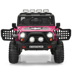 12V Kids Ride On Truck with Parent Remote That Overrides the Pedal, Front and Rear Suspension, 1 to 5 mph, Pink