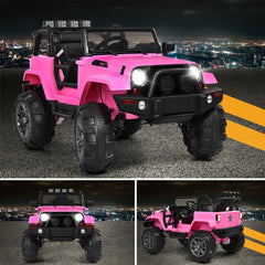 12V Kids Ride On Truck with Magnetic Door Locks, Spring Suspension, Multi Point Belt and 2.4G Remote, 46.5 Inch, Pink