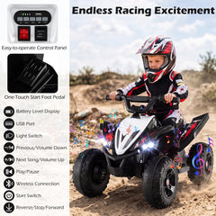 12V Kids Ride On ATV Quad, 3 to 7 mph, Dual 15W Motors, 15 Degree Climbing, 66 lb Capacity, Ages 3 and Up, Black