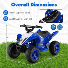 12V Kids Ride On ATV Quad, 33 Inch with 14.5 Inch Seat, Dual 15W Motors, 3 to 7 mph and 66 lb Capacity, Navy