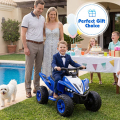12V Kids Ride On ATV Quad, 33 Inch with 14.5 Inch Seat, Dual 15W Motors, 3 to 7 mph and 66 lb Capacity, Navy