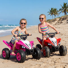 12V Kids Ride On ATV Quad with Anti Slip Handlebars, Wide Seat, LED Headlights and 66 lb Capacity, 3 to 7 mph, Pink