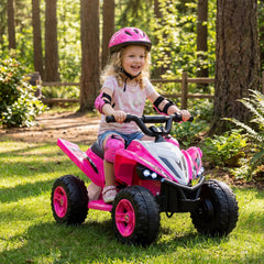12V Kids Ride On ATV Quad with Anti Slip Handlebars, Wide Seat, LED Headlights and 66 lb Capacity, 3 to 7 mph, Pink