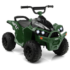 12V Kids Ride On ATV Quad with Quiet Non Slip Wheels for Lawn and Beach, 77 lb Capacity, High and Low Speed, Army Green