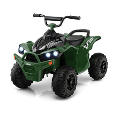 12V Kids Ride On ATV Quad with Quiet Non Slip Wheels for Lawn and Beach, 77 lb Capacity, High and Low Speed, Army Green