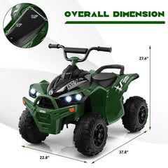 12V Kids Ride On ATV Quad with Quiet Non Slip Wheels for Lawn and Beach, 77 lb Capacity, High and Low Speed, Army Green