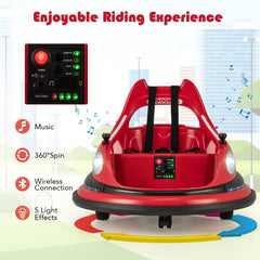 12V Kids Ride On Bumper Car with Slow Start and Slow Stop, 5 Point Belt, 360 Spin and Parent Remote, 66 lb, Red
