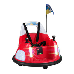 12V Kids Ride On Bumper Car with Glow in the Dark Lights, 3 Songs, 5 Point Belt and Parent Remote, 55 lb, Red