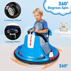 12V Kids Ride On Bumper Car with Safety Harness, Ergonomic Back, Soft Bumper and Parent Remote, 66 lb, Blue