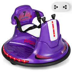 12V Kids Ride On Bumper Car, Remote Takes Priority Over the Joysticks, 360 Spin, Soft Bumper, 66 lb, Purple