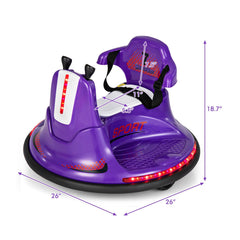 12V Kids Ride On Bumper Car, Remote Takes Priority Over the Joysticks, 360 Spin, Soft Bumper, 66 lb, Purple