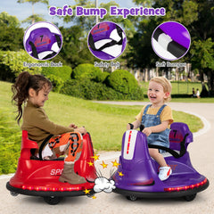 12V Kids Ride On Bumper Car, Remote Takes Priority Over the Joysticks, 360 Spin, Soft Bumper, 66 lb, Purple