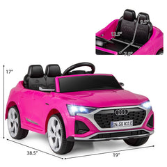 12V Licensed Audi SQ8 Kids Ride On Car with Power Display, Parent Remote, 3 Speeds and Soft Start, 38.5 in, Pink