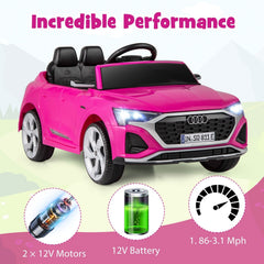 12V Licensed Audi SQ8 Kids Ride On Car with Power Display, Parent Remote, 3 Speeds and Soft Start, 38.5 in, Pink